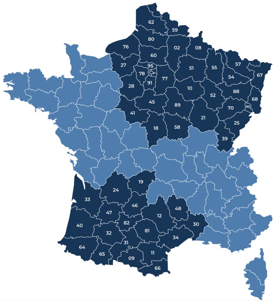 Carte de France avec découpage régional Solutys Technologies